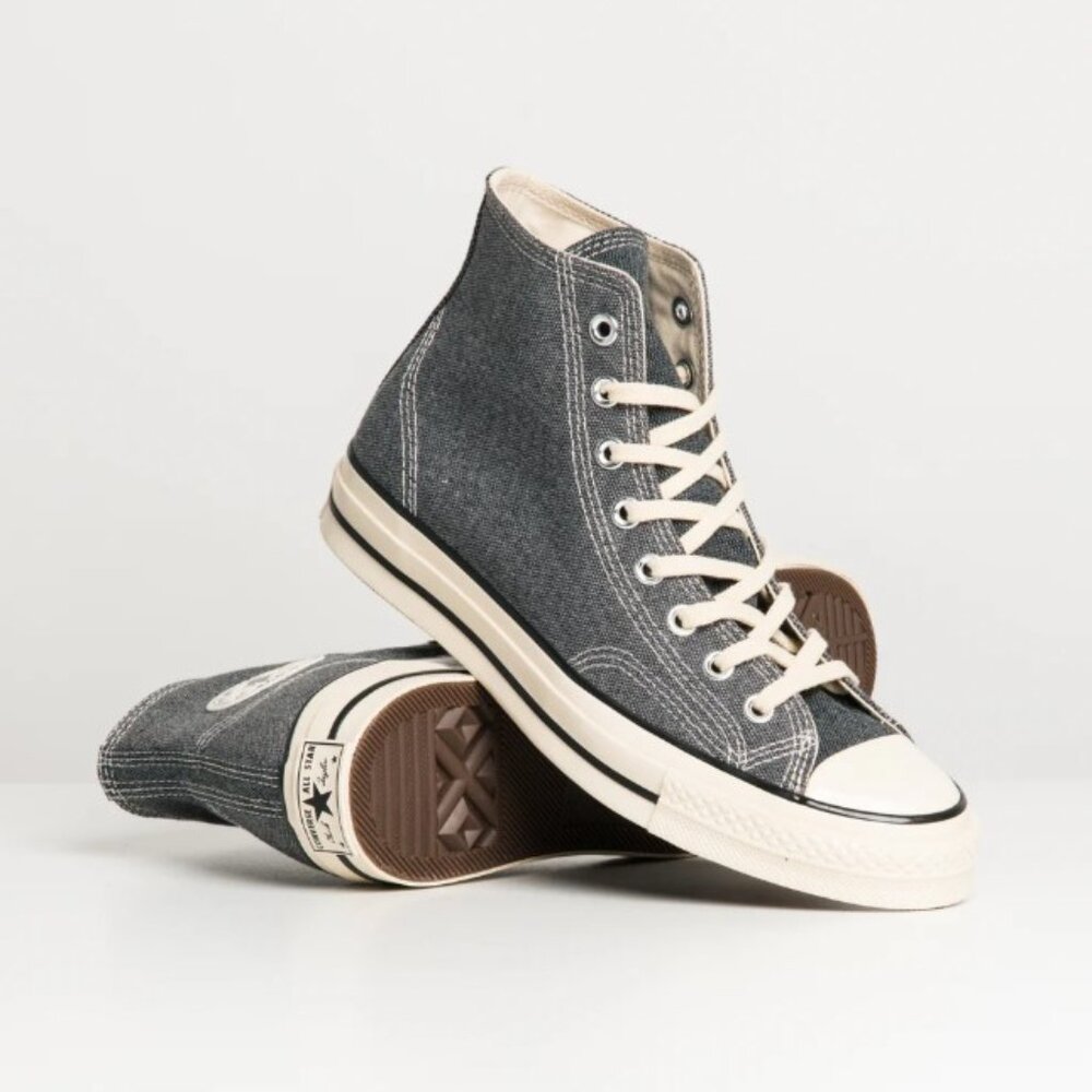 Converse High Top Sneakers in Light Gray with Cream Accents